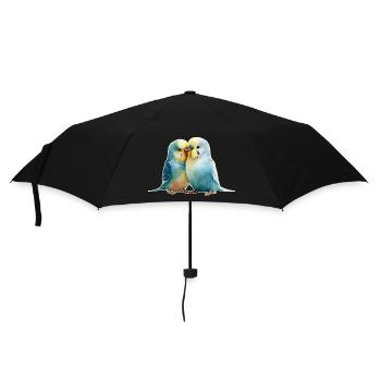 Wellensittiche - Regenschirm (klein) - Schwarz - Vorne