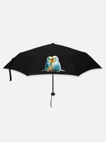 Wellensittiche - Regenschirm (klein) - Schwarz