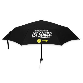 Mein Doppelpartner ist schuld Tennis Spruch - Regenschirm (klein) - Schwarz - Vorne