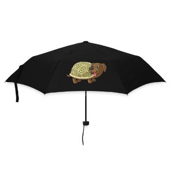 Niedliche Comic Dackelkröte - Regenschirm (klein) - Schwarz - Vorne