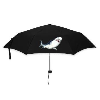 Weißer Hai Watercolor Shark Art Shirt - Regenschirm (klein) - Schwarz - Vorne