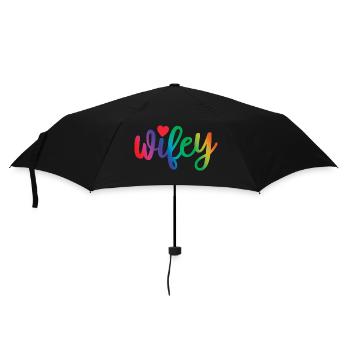Wifey - Süßes Herz, Geschenk für Frau Verheiratete Frauen - Regenschirm (klein) - Schwarz - Vorne