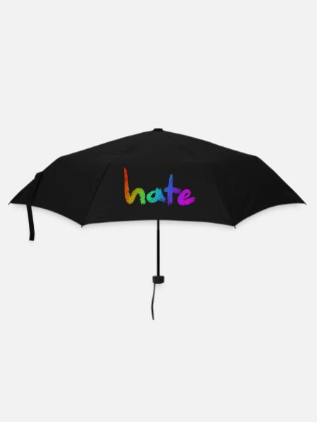 Hate Text Rainbow - Regenschirm (klein) - Schwarz
