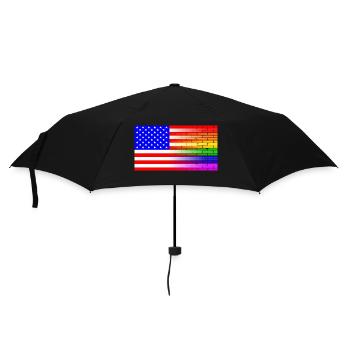 Schwule Regenbogenwand Amerikanische Flagge - Regenschirm (klein) - Schwarz - Vorne