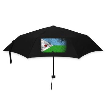 Dschibuti Flagge - Vintage Grunge - Regenschirm (klein) - Schwarz - Vorne