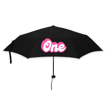 One birthday - 1e anniversaire rétro rose - Parapluie standard - noir - Devant