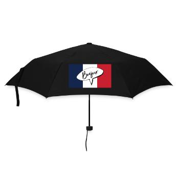 Bonjour French expression for hello with France - Umbrella (small) - black - Front