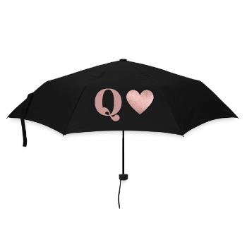 Letter q heart rose gold - Umbrella (small) - black - Front