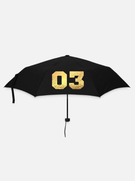 Numéro 3 paillettes doré -3e anniversaire - Parapluie standard - noir