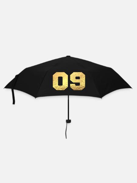 Numéro 9 paillettes doré - 9e anniversaire - Parapluie standard - noir