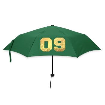 Nummer 9 Gold Glitter - 9. Jahrestag - Regenschirm (klein) - Flaschengrün - Vorne