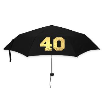 Number 40 Gold Glitter - 40th Anniversary - Umbrella (small) - black - Front