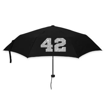 Number 42 Silver Glitter - 42nd Anniversary - Umbrella (small) - black - Front