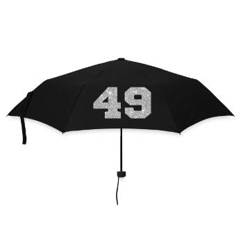 Number 49 Silver Glitter - 49th Anniversary - Umbrella (small) - black - Front