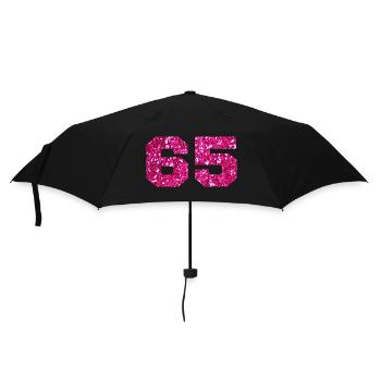 Numéro 65 paillettes rose - 65e anniversaire - Parapluie standard - noir - Devant