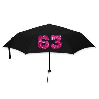 Numéro 63 paillettes rose - 63e anniversaire - Parapluie standard - noir - Devant