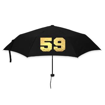 Number 59 Gold Glitter - 59th Anniversary - Umbrella (small) - black - Front
