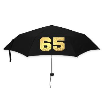 Number 65 Gold Glitter - 65th Anniversary - Umbrella (small) - black - Front