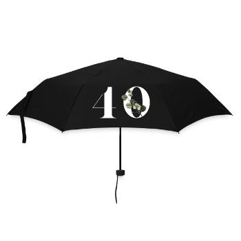 Number 40 Green Floral - 40th Floral Birthday - Umbrella (small) - black - Front