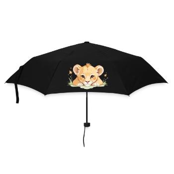 Löwenbaby mit Schmetterlingen - Regenschirm (klein) - Schwarz - Vorne