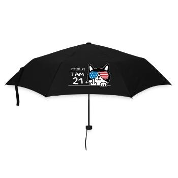 I'm Not 22, I Am 21 Plus 1 Middle Finger Cat Flip - Umbrella (small) - black - Front