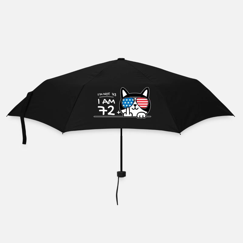 Ich bin nicht 73, ich bin 72 plus 1 Mittelfinger Katzenflipp - Regenschirm (klein) - Schwarz