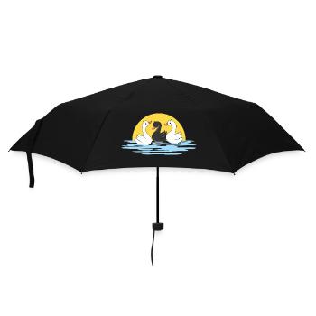 Drei süße schwimmende Babyschwäne - Regenschirm (klein) - Schwarz - Vorne
