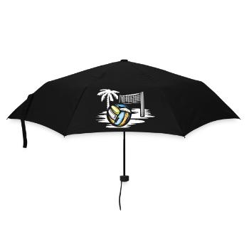Volleyball am Strand - Beachvolleyball Symbol - Regenschirm (klein) - Schwarz - Vorne