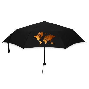 Weltkarte Goldenes Erdendesign - Regenschirm (klein) - Schwarz - Vorne
