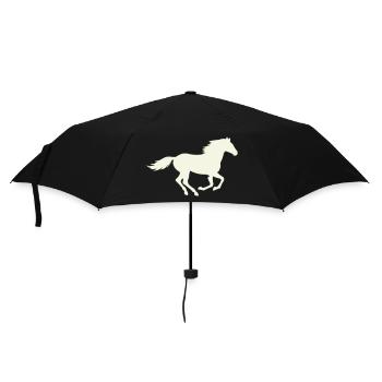 Springender Hengst Silhouette - Regenschirm (klein) - Schwarz - Vorne