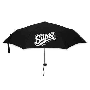 Süper Script Wortmarke Jugendwort - Regenschirm (klein) - Schwarz - Vorne