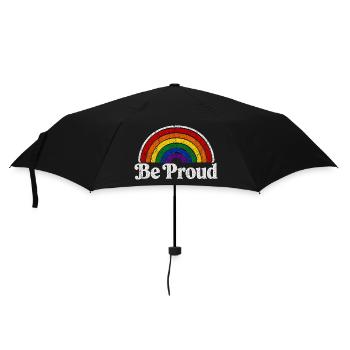 Be Proud LGBT Saying Retro Rainbow Motif - Umbrella (small) - black - Front