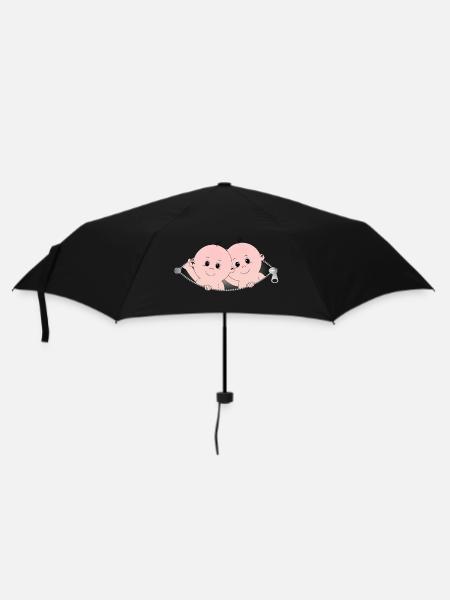 Kinder kommen aus einer Reißverschlusstasche - Regenschirm (klein) - Schwarz