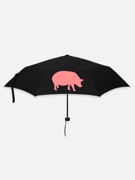 schwein - Regenschirm (klein) - Schwarz