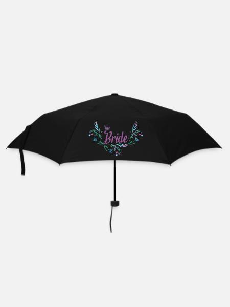 Trauungsdesign mit Blumengirlande für Braut - Regenschirm (klein) - Schwarz