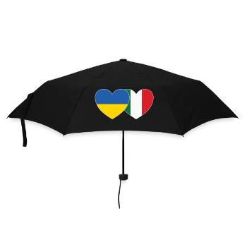 Ukraine Italien Herz Flagge - Regenschirm (klein) - Schwarz - Vorne