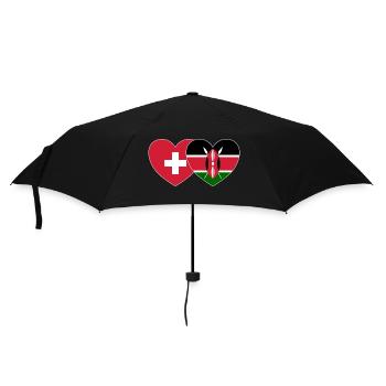 Schweiz Kenia Flagge Herz - Regenschirm (klein) - Schwarz - Vorne