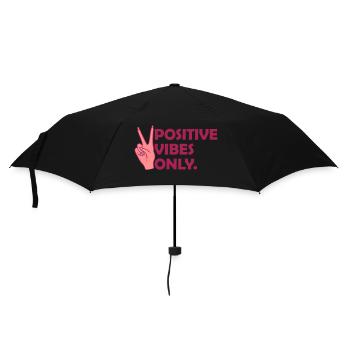 Zitat Positive Vibes Only - Regenschirm (klein) - Schwarz - Vorne