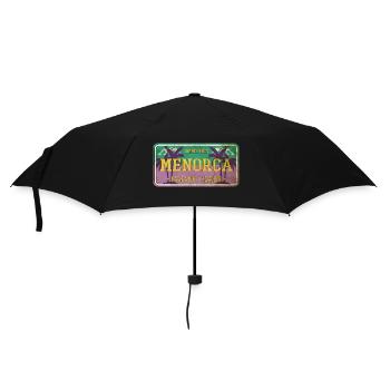 Menorca Sommer Sonne Strand Meer Palmen Urlaub - Regenschirm (klein) - Schwarz - Vorne