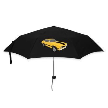 Gelbes Auto - Regenschirm (klein) - Schwarz - Vorne