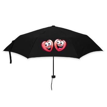 Valentine Heart Couple Herz Pärchen - Regenschirm (klein) - Schwarz - Vorne