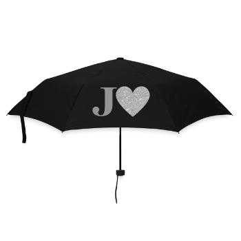 Buchstabe j Silbernes Herz - Regenschirm (klein) - Schwarz - Vorne