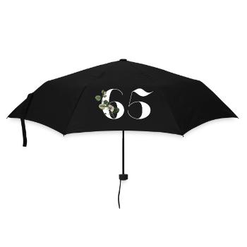 Numéro 65 floral vert - 65e anniversaire floral - Parapluie standard - noir - Devant
