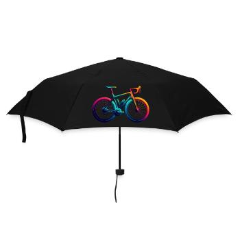 Vibrant Rainbow Cycling Illustration - Umbrella (small) - black - Front