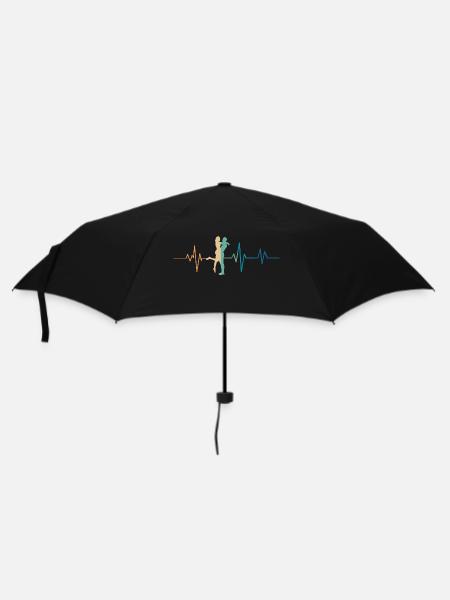 Retro Herzschlag Paar - Regenschirm (klein) - Schwarz