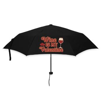 Wine Is My Valentine – Retro Wein Design - Umbrella (small) - black - Front
