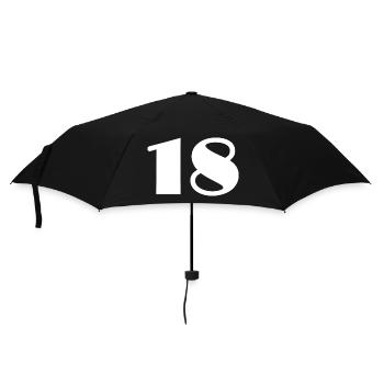 18. 18 JAHRE ALT. 18-JÄHRIGES JUBILÄUM. 18. GEBURTSTAG. - Regenschirm (klein) - Schwarz - Vorne