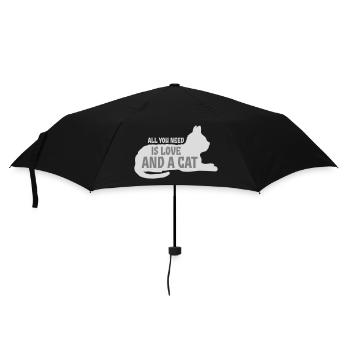 All You Need Is Love And A Cat Lustig Katze Spruch - Regenschirm (klein) - Schwarz - Vorne