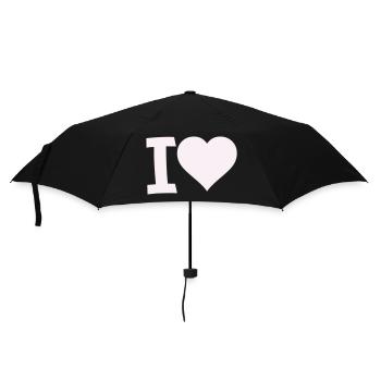 I Love Heart Motif - Umbrella (small) - black - Front
