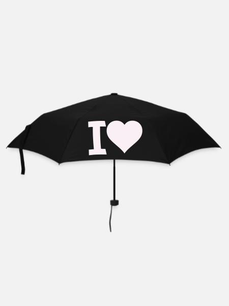 I Liebe Herz Motiv - Regenschirm (klein) - Schwarz